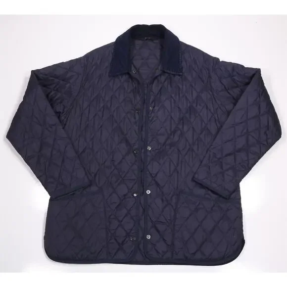 Barbour Ladies Liddesdale Navy Blue Diamond Quilted Jacket Coat US 12 - Picture 1 of 8